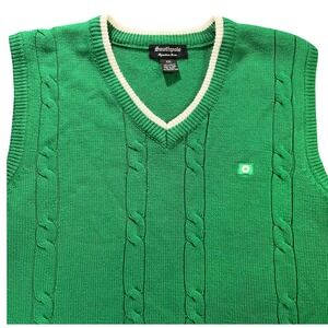 Southpole Signature Series Mens XXL Green Cable Knit V-Neck Sweater Vest Logo